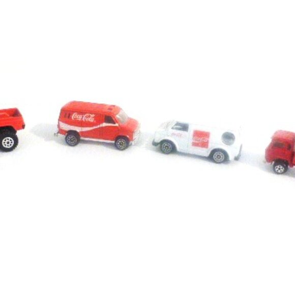 4x COKE DINKY CARS Coke Van Coke Pick Up Truck Hartoy Hong Kong Coke Delivery - Picture 1 of 11
